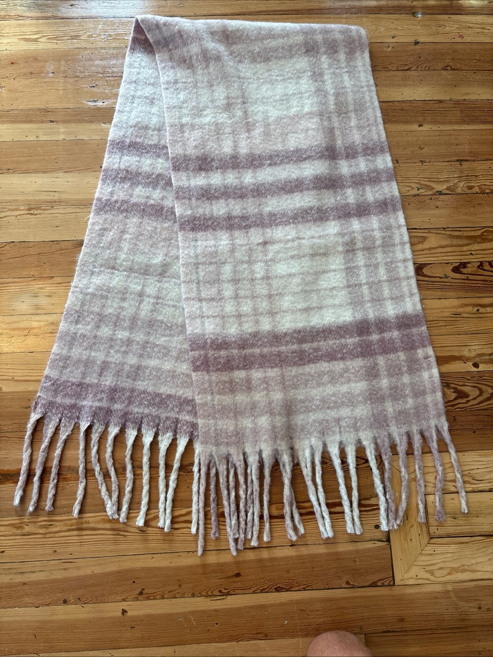 Free People Super Soft Pink  Plaid Blanket Scarf One Size
